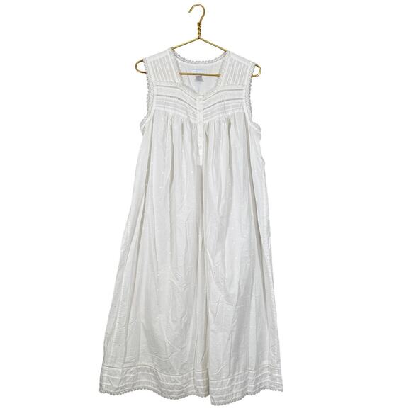 Erika Taylor White Cotton Nightgown XL Lace Trim Prairie Ballet Length - Picture 9 of 10